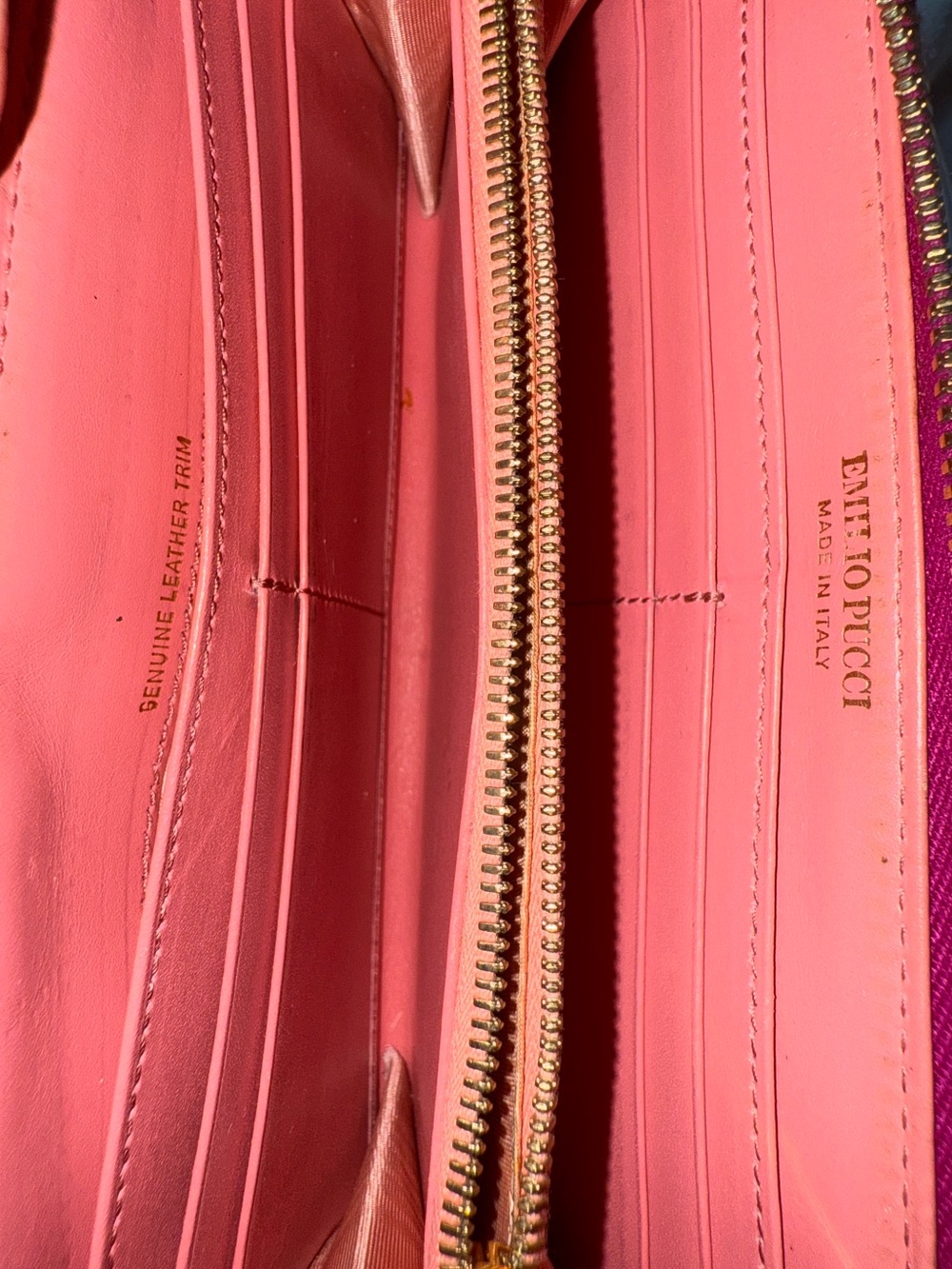 Emilio Pucci Leather Continental Long Zip Wallet Pink Purple Abstract - Picture 10 of 12